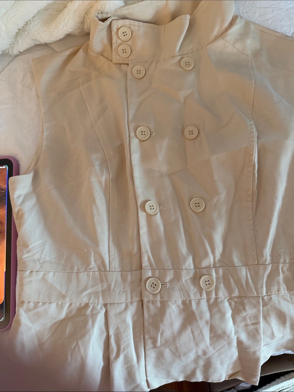 Cider Kids Cream Double-Breasted Pea Coat